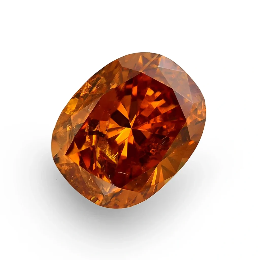 Fancy orange cushion cut lab grown diamond for diamond retailers