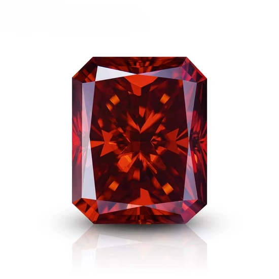 Fancy orange radiant cut lab grown diamond developed for premium design studios