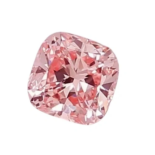 Fancy pink cushion-cut lab-grown diamond gemstone with vivid color and precise faceting, loose stone for wholesale and investment use