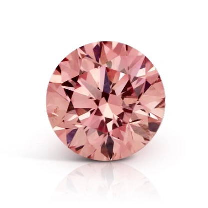 Round brilliant fancy pink lab grown diamond showcasing uniform facets and soft blush brilliance