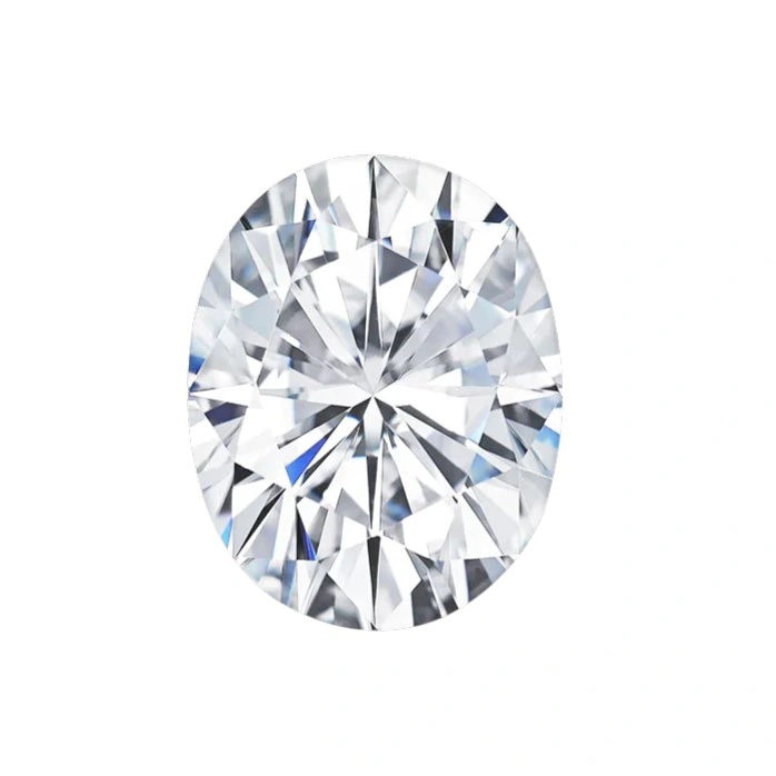 Oval-shaped white moissanite stones, elegant design highlighting precision cutting and craftsmanship