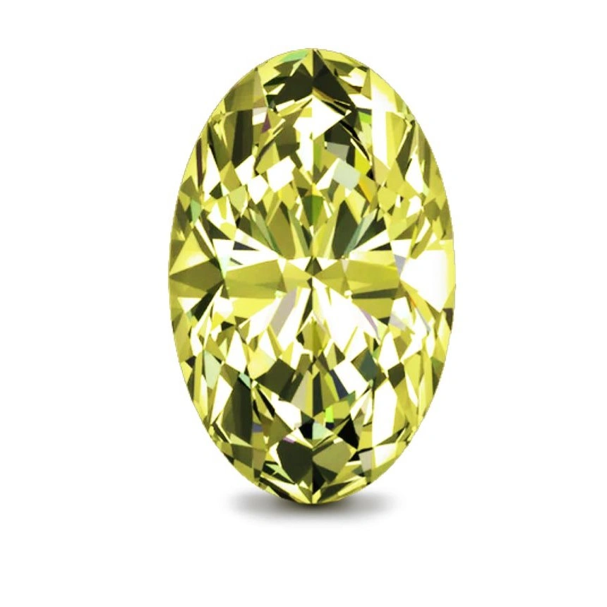 Oval cut fancy yellow lab grown diamond showcasing elongated shape and radiant yellow brilliance