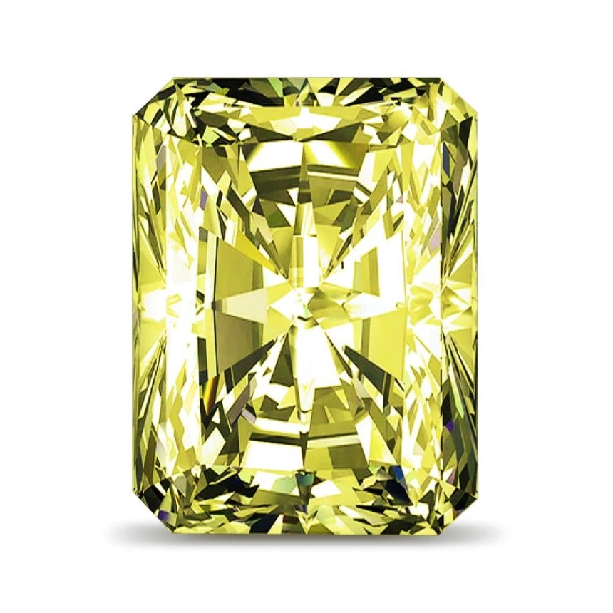 Fancy yellow radiant lab grown diamond featuring strong color intensity, precise facet structure, and certified