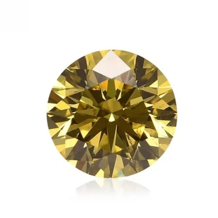 Fancy yellow round lab grown diamond displaying intense color saturation and precision-cut brilliance.
